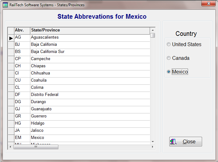 States/Provinces